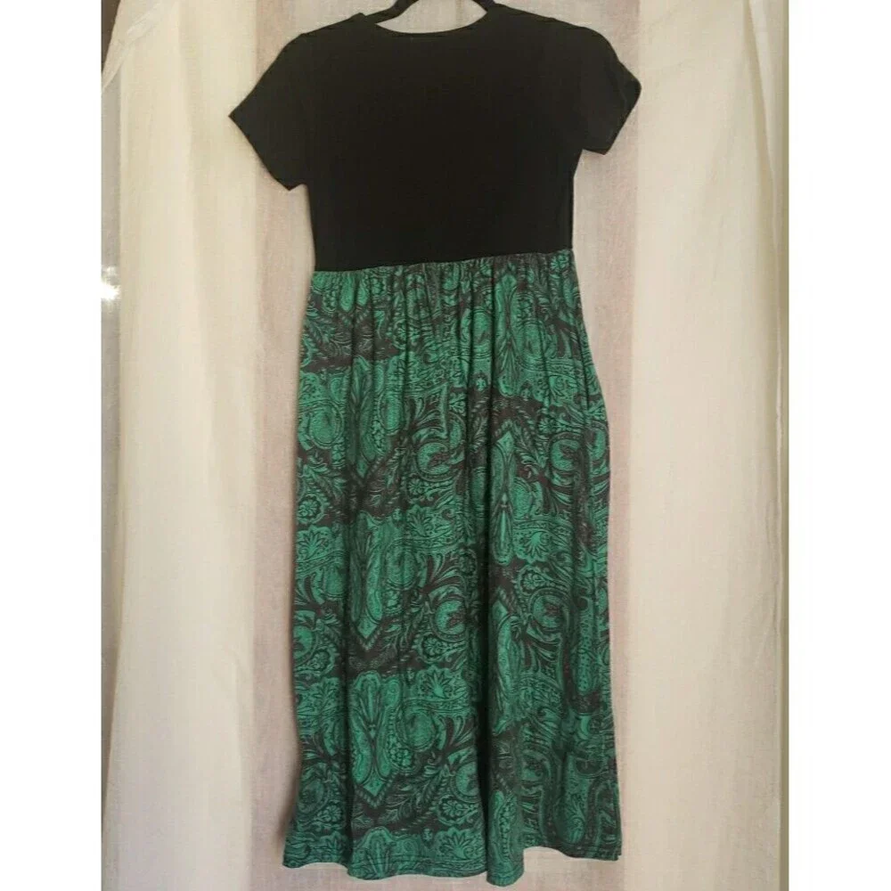 Girls Dress Holiday Party Black Green 40